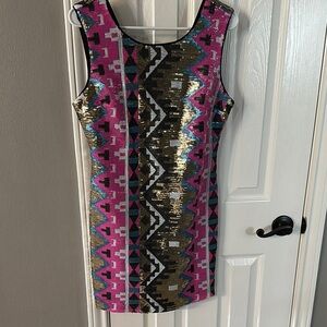 Sequin Geometric Pattern Dress